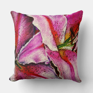 Coussin rose contemporaine rouge et noir fleur moderne
