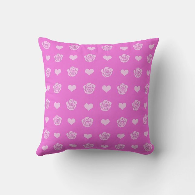 Coussin Rose Cute Cosy Moderne Romantique Chic Coeur éléga (Verso)