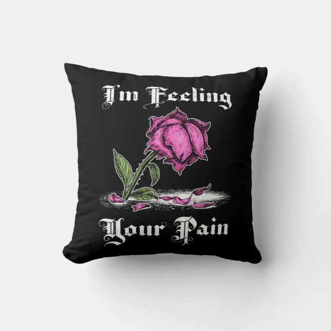 Coussin Rose dans le désespoir Texte blanc (Recto)