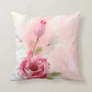 Coussin rose d'aquarelle de roses