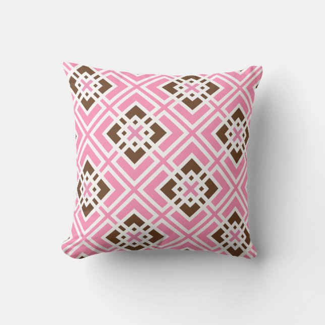 Coussin Rose de blanc et de Bubblegum et carrés (Recto)