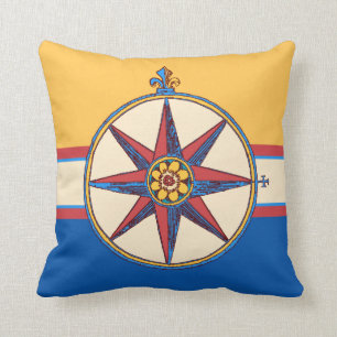 Coussin Rose de boussole de marina de navigation de club