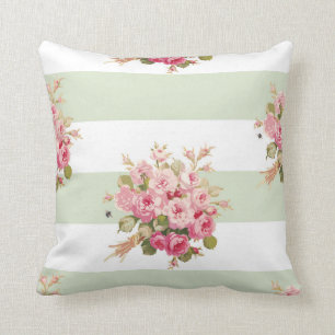 Coussin rose de carré de rayure de basilic du