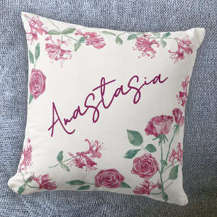 Coussin Rose de Chèvrefeuille Personnalisée Mois de Naissa