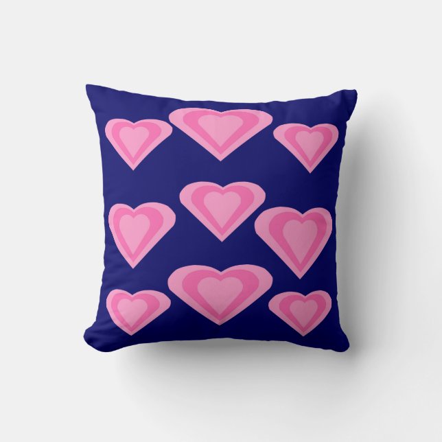 Coussin rose de coussin de thème de coeurs d'amour (Recto)