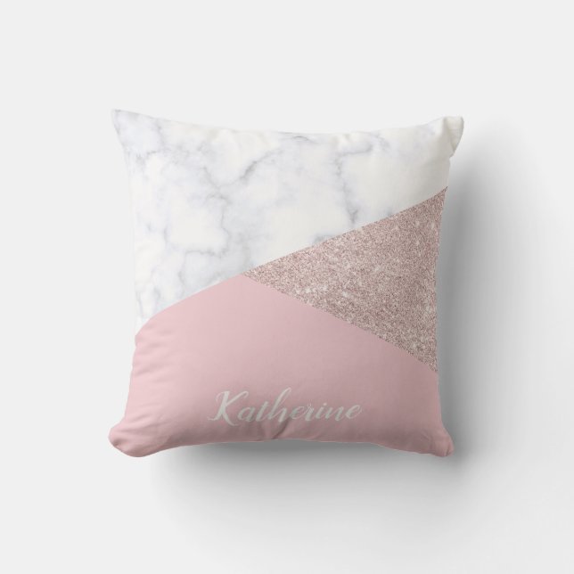 Coussin Rose de marbre blanc de parties scintillantes (Recto)