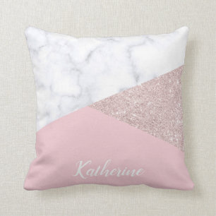 Coussin Rose de marbre blanc de parties scintillantes