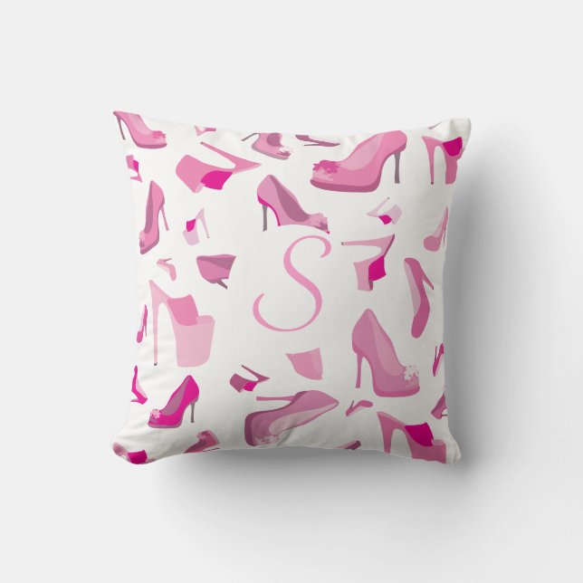 Coussin rose de monogramme de monstres de (Recto)