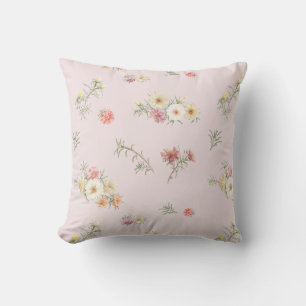 Coussin Rose de mousse rose tendre aquarelle florale