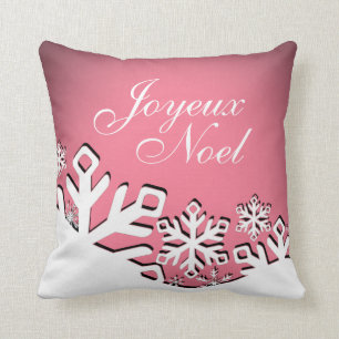 Coussin Rose de Noël   de Joyeux Noel de ville de flocon