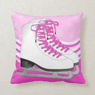 Coussin Rose de patinage de glace avec des flocons de