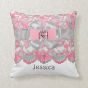 Coussin Rose de Peronalized, fausses pierres grises,