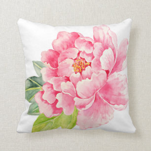 Coussin rose de pivoine d'aquarelle