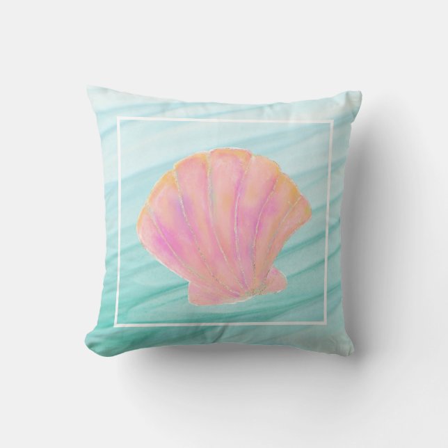 Coussin Rose de plage et coquillage de palourde d'or (Recto)