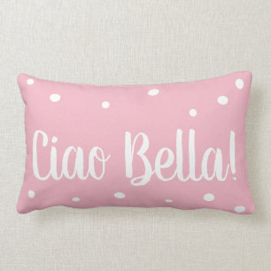 Coussin rose de point de polka de Ciao Bella