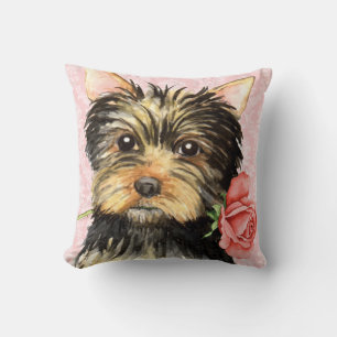 Coussin Rose de Valentine Yorkie