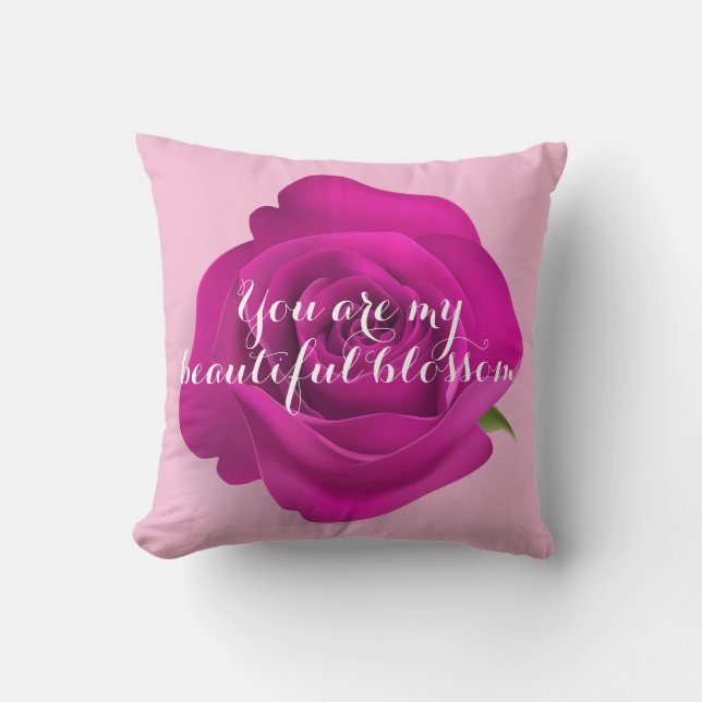 Coussin Rose de velours - Décor romantique (Recto)