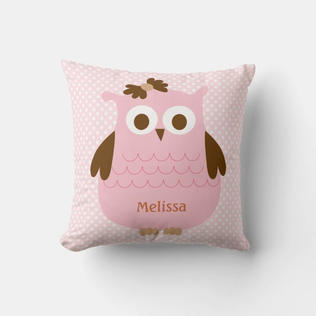 Coussin rose doux de hibou (Recto)