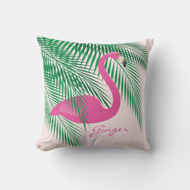 Coussin rose du Flamant rose du gingembre (Recto)