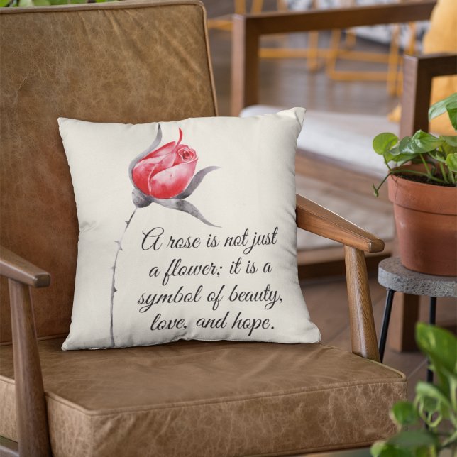 Coussin Rose élégant avec devis inspirant (Créateur téléchargé)
