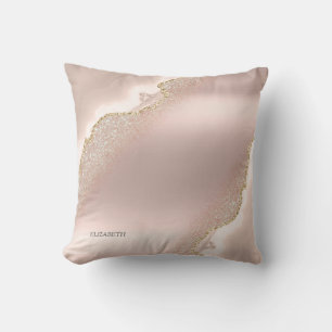 Coussin Rose élégant Marbre Parties scintillant or chic