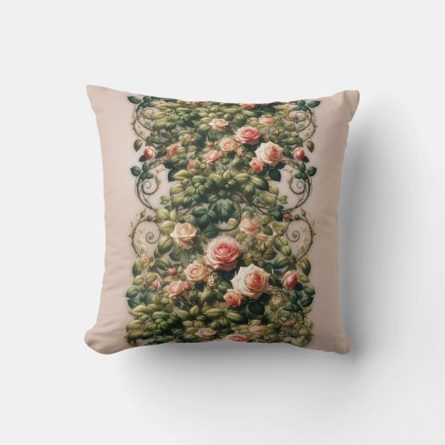 Coussin Rose élégante aux vignes roses shabby chic floral (Recto)