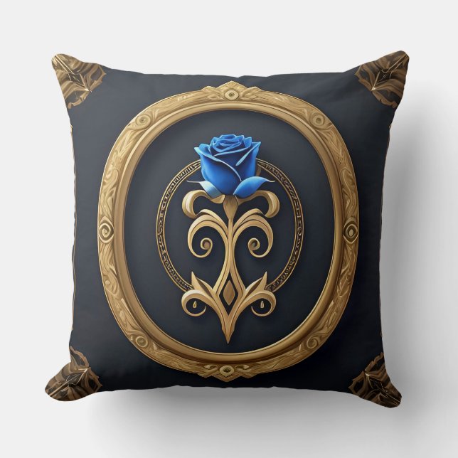 Coussin Rose Élégante avec Cadre Décoratif Orné (Recto)