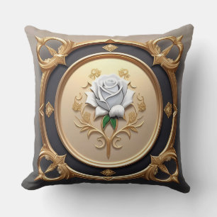 Coussin Rose Élégante avec Cadre Décoratif Orné