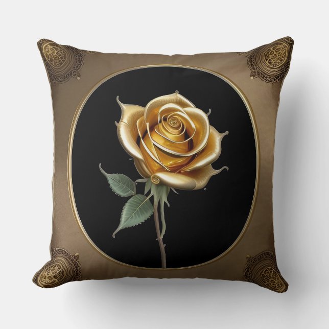 Coussin Rose Élégante avec Cadre Décoratif Orné (Recto)