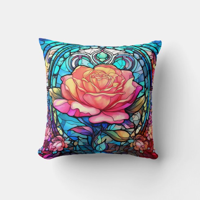 Coussin Rose en verre tendu (Recto)