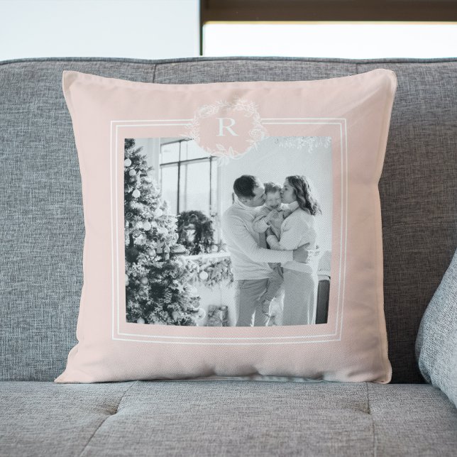 Coussin Rose et blanc modernes | Photo de famille | Initia (Créateur téléchargé)