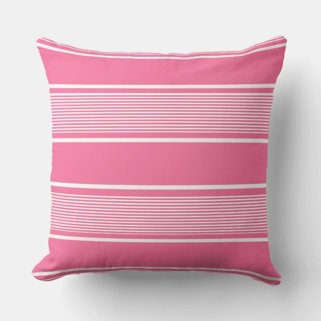 Coussin Rose et blanc multibande (Recto)