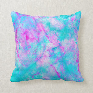 Coussin Rose et bleu lavis de couleur à l'eau teint