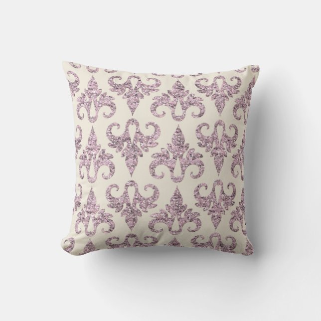 Coussin Rose et carreau de damassé de parties (Recto)