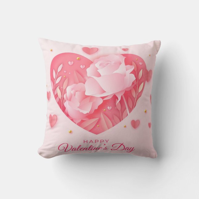 Coussin Rose et cœur  (Recto)