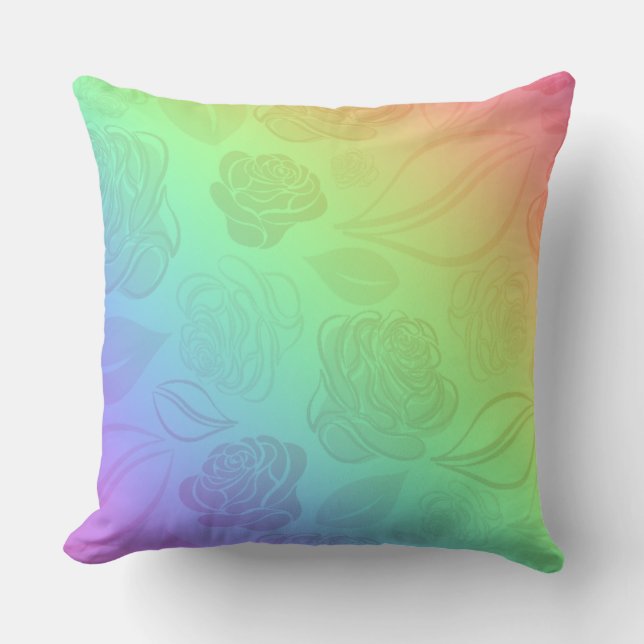 Coussin Rose et Feuilles modernes Ombre Rainbow (Recto)