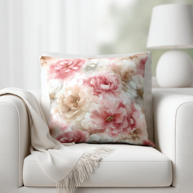 Coussin Rose et floral beige (Créateur téléchargé)