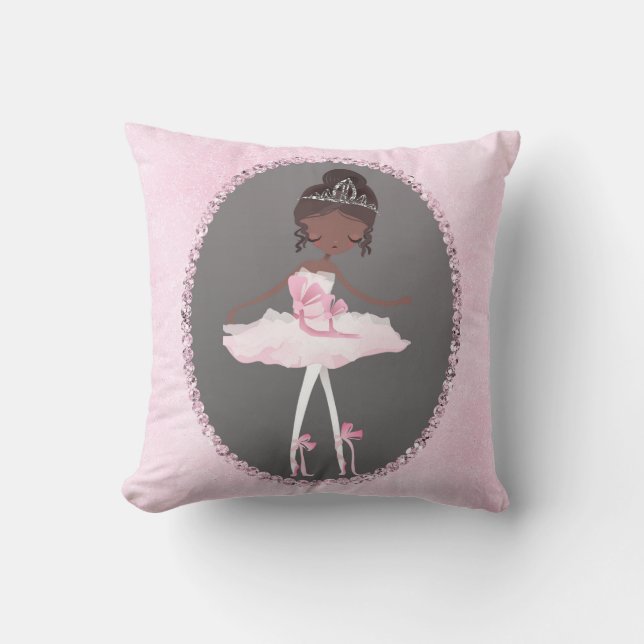 Coussin Rose et gris, couture chambre de fille ballerine s (Recto)