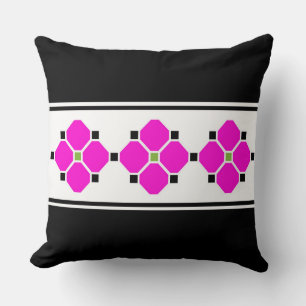 Coussin Rose et noir floraux modernes
