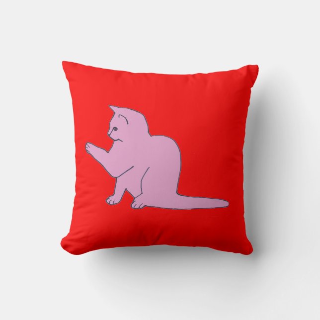 Coussin rose et rouge Kitties (Recto)