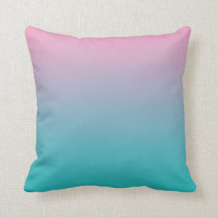 Coussin "Rose et turquoise Ombre"