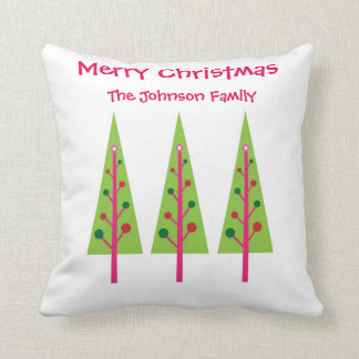 Coussin rose et vert d'arbres de Noël