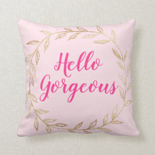 Coussin Rose Féminin Joli Rose Bonjour Magnifique Couronne