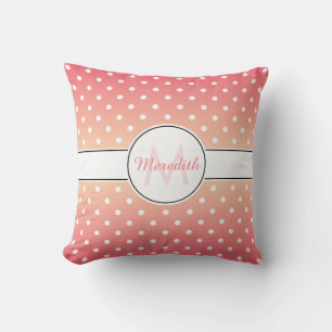 Coussin Rose Féminine Ombré Monogramme Points