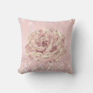 Coussin Rose Fleur Blush Parties scintillant maigre Étince