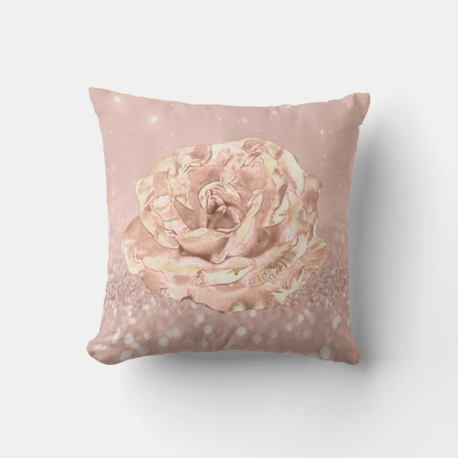 Coussin Rose Fleur Blush Skinny Spark Parties scintillant  (Recto)
