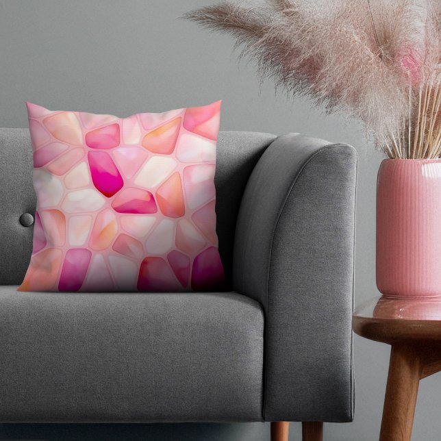 Coussin Rose Fleur de cerisier et aquarelle de pêche (Créateur téléchargé)