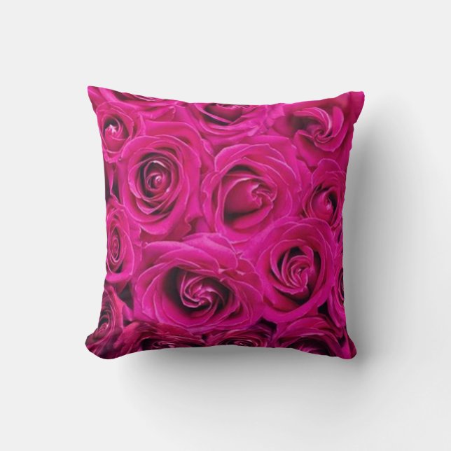 Coussin Rose Floral Élégant Art Vintage (Recto)