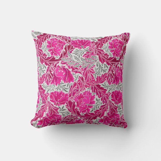 Coussin Rose floral et fuchsia de William Morris et (Recto)