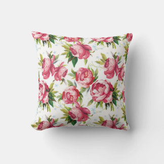 Coussin Rose floral et vert
